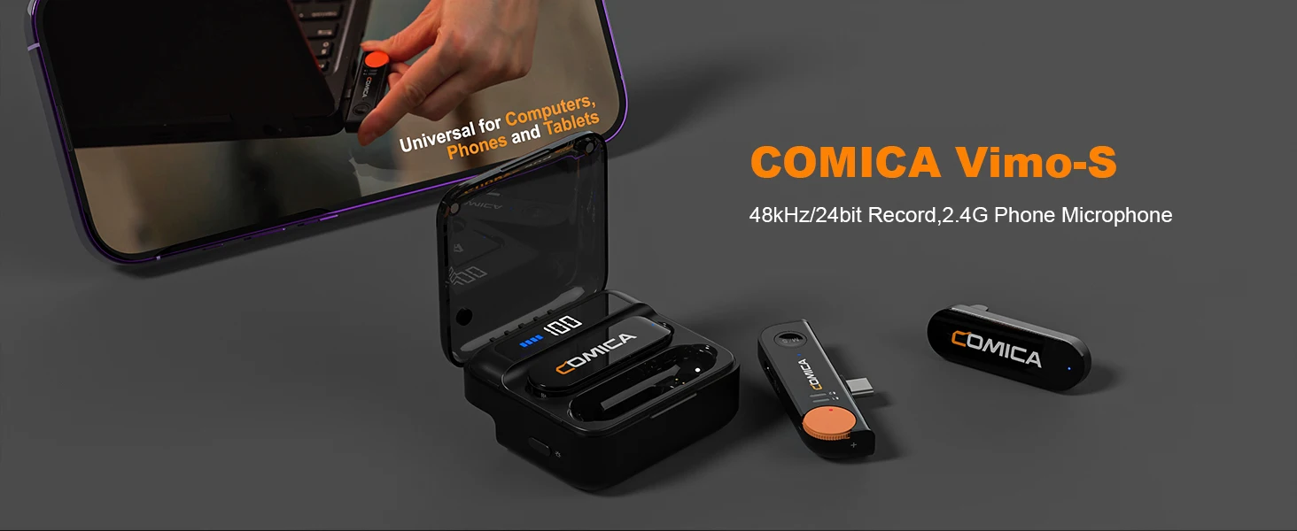 Comica Vimo S 2.4G Wireless Lavalier Microphone with Charging Case MFi Licensed Accessories for iPhone Android Interview Mic Comica Vimo S 2.4G Wireless Lavalier Microphone with Charging Case MFi Licensed Accessories for iPhone Android Interview Mic