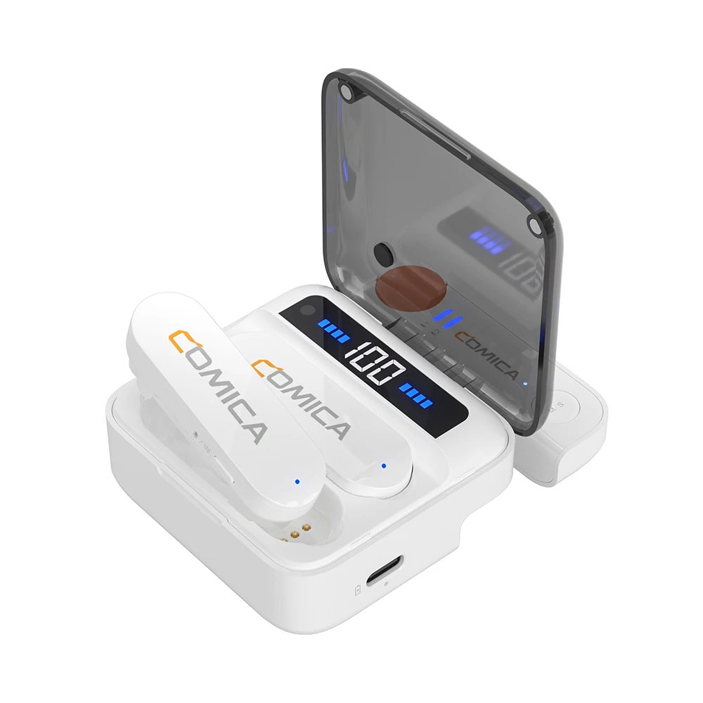 Comica Vimo S 2.4G Wireless Lavalier Microphone with Charging Case MFi Licensed Accessories for iPhone Android Interview Mic Comica Vimo S 2.4G Wireless Lavalier Microphone with Charging Case MFi Licensed Accessories for iPhone Android Interview Mic
