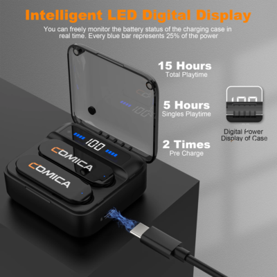 Comica Vimo S 2.4G Wireless Lavalier Microphone with Charging Case  MFi Licensed Accessories for iPhone Android Interview Mic - Image 5