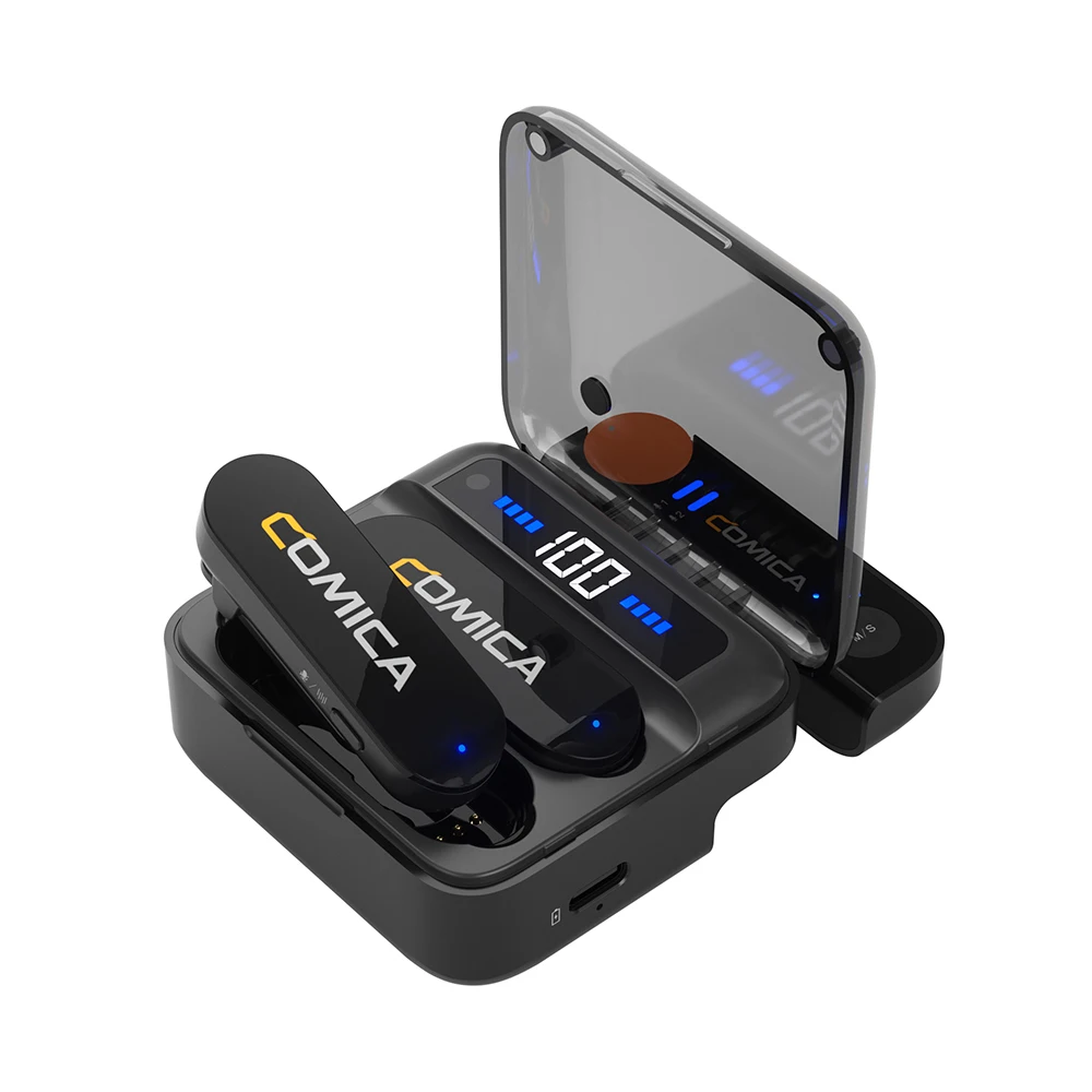 Comica Vimo S 2.4G Wireless Lavalier Microphone with Charging Case MFi Licensed Accessories for iPhone Android Interview Mic Comica Vimo S 2.4G Wireless Lavalier Microphone with Charging Case MFi Licensed Accessories for iPhone Android Interview Mic
