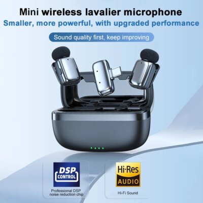Haomuren Mini Wireless Lavalier Microphone for iPhone Series Android Type-C Smartphones Live Recording Interview Vlog M6