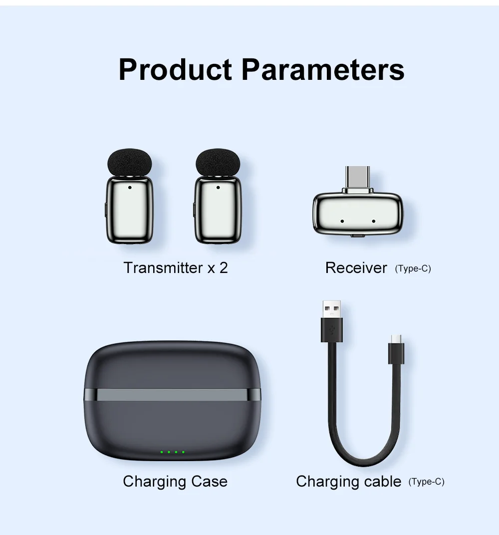 Haomuren Mini Wireless Lavalier Microphone for iPhone Series Android Type-C Smartphones Live Recording Interview Vlog M6