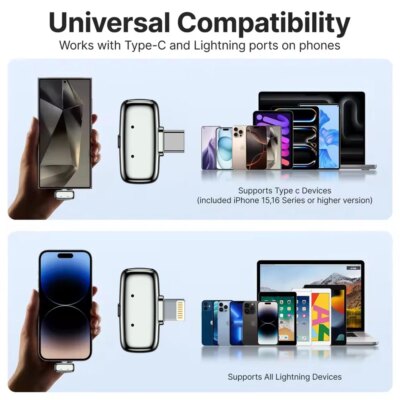 Haomuren Mini Wireless Lavalier Microphone for iPhone Series Android Type-C Smartphones Live Recording Interview Vlog M6 - Image 5