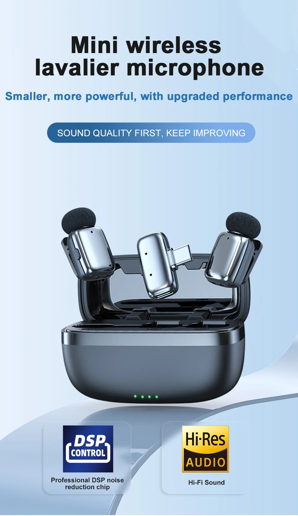 Haomuren Mini Wireless Lavalier Microphone for iPhone Series Android Type-C Smartphones Live Recording Interview Vlog M6