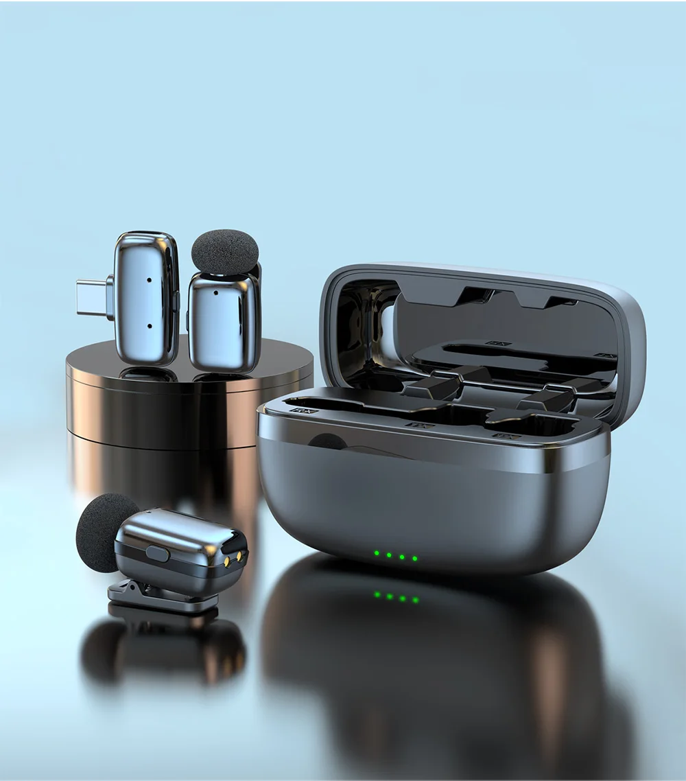 Haomuren Mini Wireless Lavalier Microphone for iPhone Series Android Type-C Smartphones Live Recording Interview Vlog M6