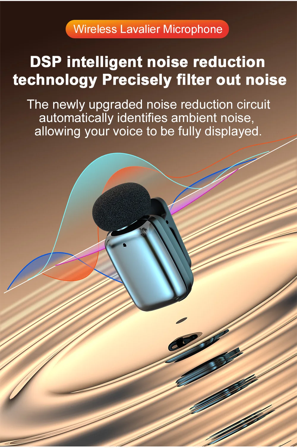 Haomuren Mini Wireless Lavalier Microphone for iPhone Series Android Type-C Smartphones Live Recording Interview Vlog M6