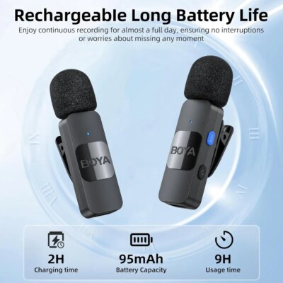 BOYA BY-V Wireless Lavalier Microphone for iPhone 15/16 Series Samsung TECNO REDMI Type-c Devices Video Recording Streaming Vlog - Image 2
