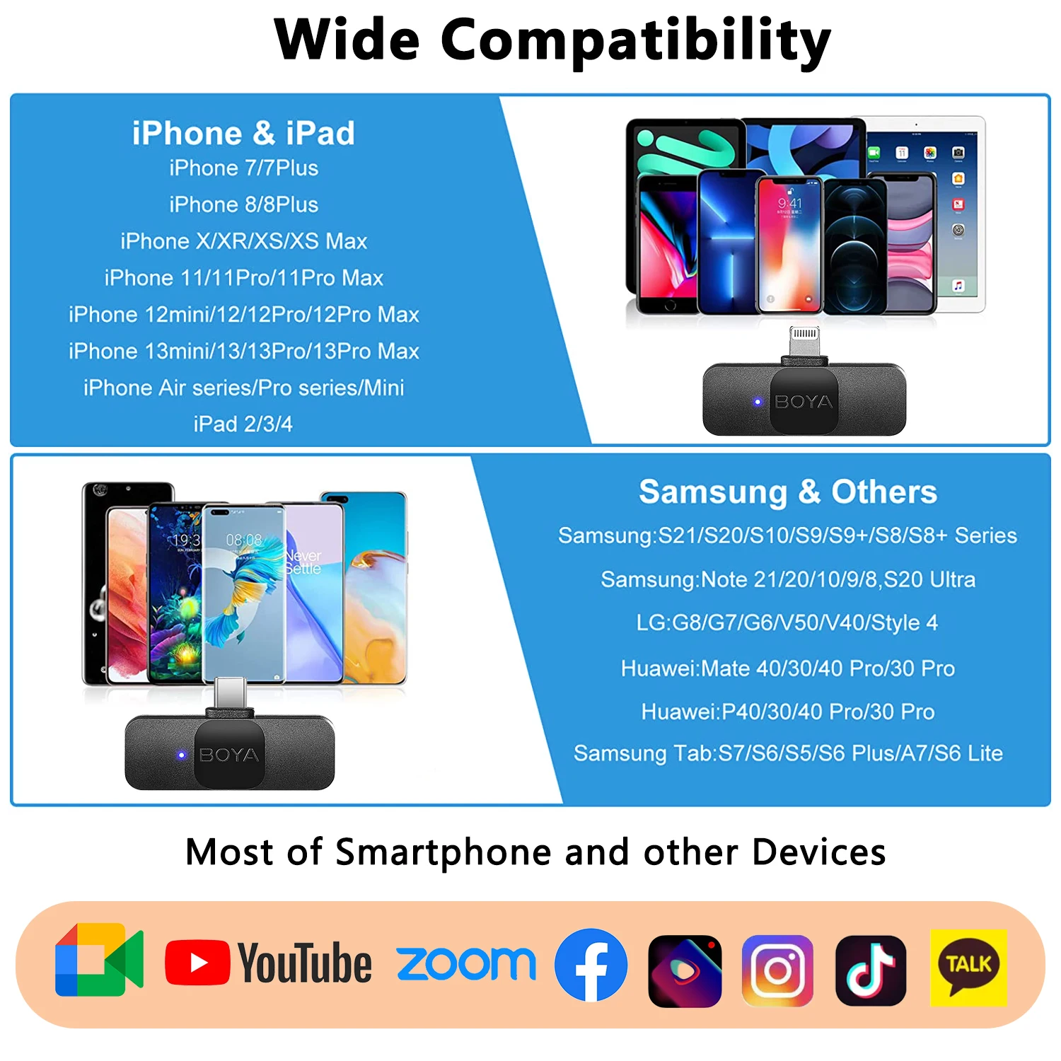 BOYA BY-V Wireless Lavalier Microphone for iPhone 15/16 Series Samsung TECNO REDMI Type-c Devices Video Recording Streaming Vlog BOYA BY-V Wireless Lavalier Microphone for iPhone 15/16 Series Samsung TECNO REDMI Type-c Devices Video Recording Streaming Vlog