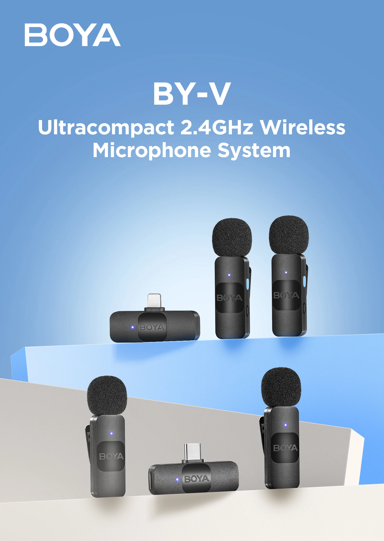 BOYA BY-V Wireless Lavalier Microphone for iPhone 15/16 Series Samsung TECNO REDMI Type-c Devices Video Recording Streaming Vlog BOYA BY-V Wireless Lavalier Microphone for iPhone 15/16 Series Samsung TECNO REDMI Type-c Devices Video Recording Streaming Vlog