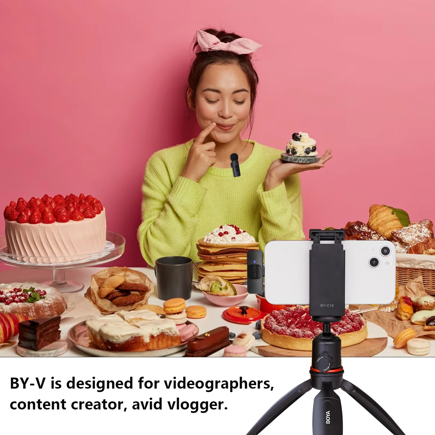 BOYA BY-V Wireless Lavalier Microphone for iPhone 15/16 Series Samsung TECNO REDMI Type-c Devices Video Recording Streaming Vlog BOYA BY-V Wireless Lavalier Microphone for iPhone 15/16 Series Samsung TECNO REDMI Type-c Devices Video Recording Streaming Vlog