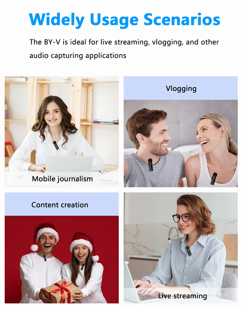 BOYA BY-V Wireless Lavalier Microphone for iPhone 15/16 Series Samsung TECNO REDMI Type-c Devices Video Recording Streaming Vlog BOYA BY-V Wireless Lavalier Microphone for iPhone 15/16 Series Samsung TECNO REDMI Type-c Devices Video Recording Streaming Vlog