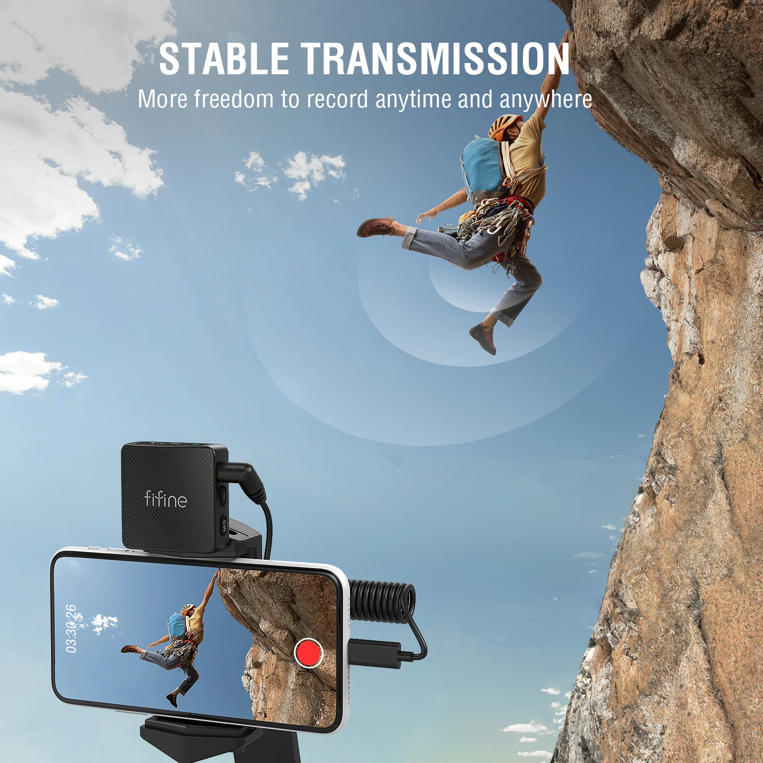 FIFINE M9 Wireless Lavalier Microphone,2 Pack Cordless Lapel Mic System for Vlog Recording,suit for iPhone/Android/Camera/Laptop