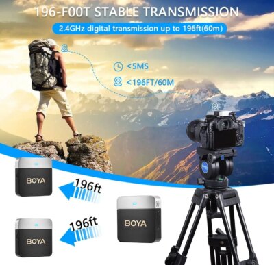 BOYA BY-M1V Wireless Lavalier Lapel Condenser Microphone for iPhone Android Smartphone Camera PC  Gaming YouTube Broadcast Vlog - Image 2
