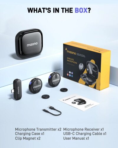 MAONO-Wireless Lavalier Microphone, Lapel Mic, Noise Reduction, Fit for iPhone 15,Android,USB C,TikTok,Streaming,Vlog, WM620 PC2 - Image 6