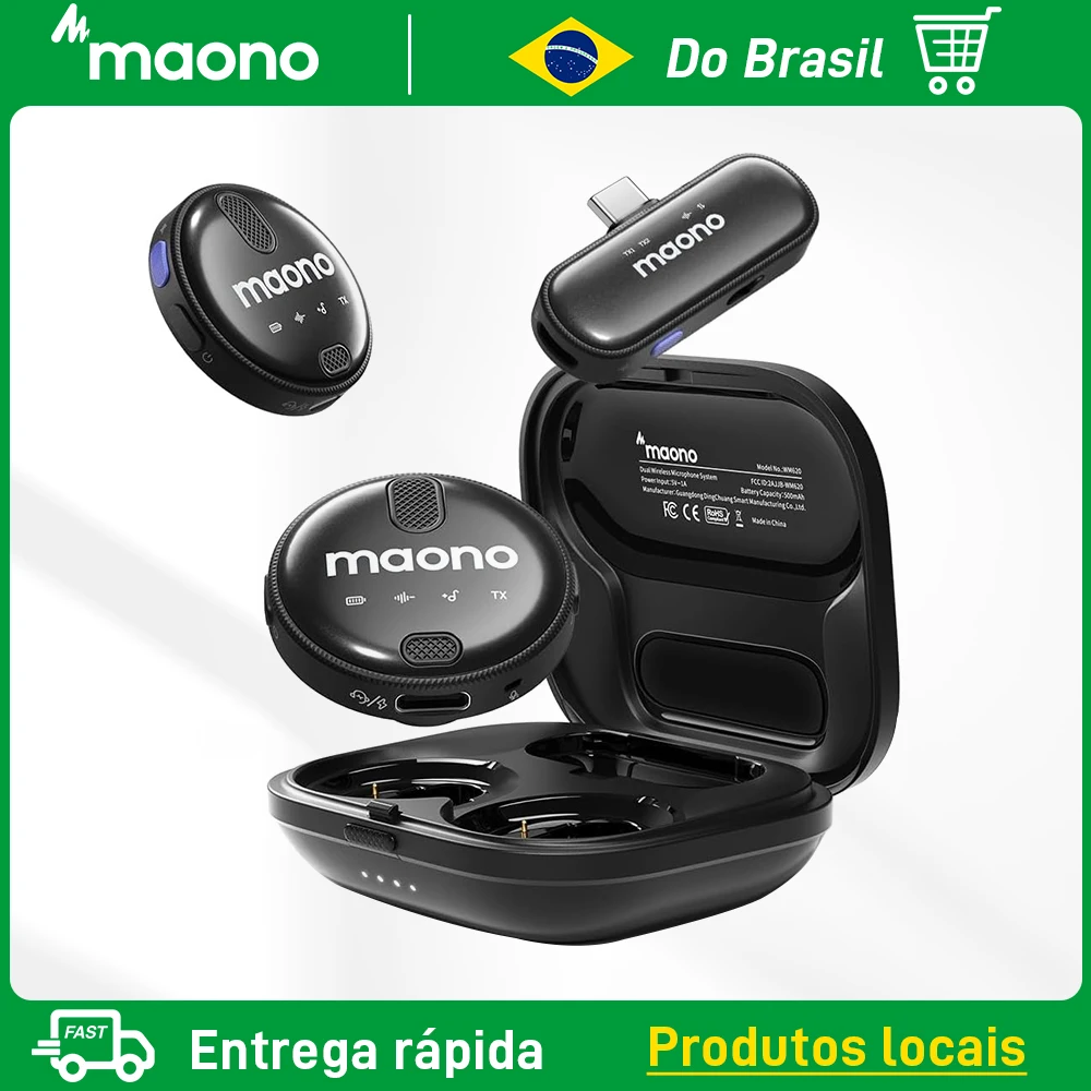 MAONO-Wireless Lavalier Microphone, Lapel Mic, Noise Reduction, Fit for iPhone 15,Android,USB C,TikTok,Streaming,Vlog, WM620 PC2