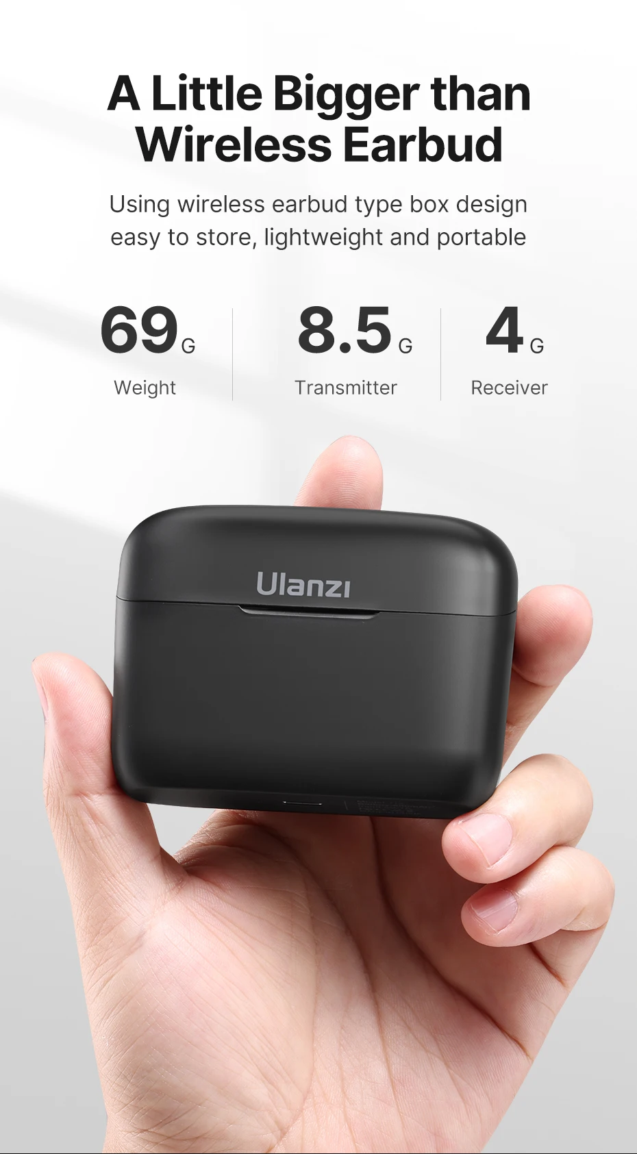 Ulanzi J12 Wireless Lavalier Microphone System Audio Video Recording Microphone Mini Mic for iPhone Android Live Broadcast