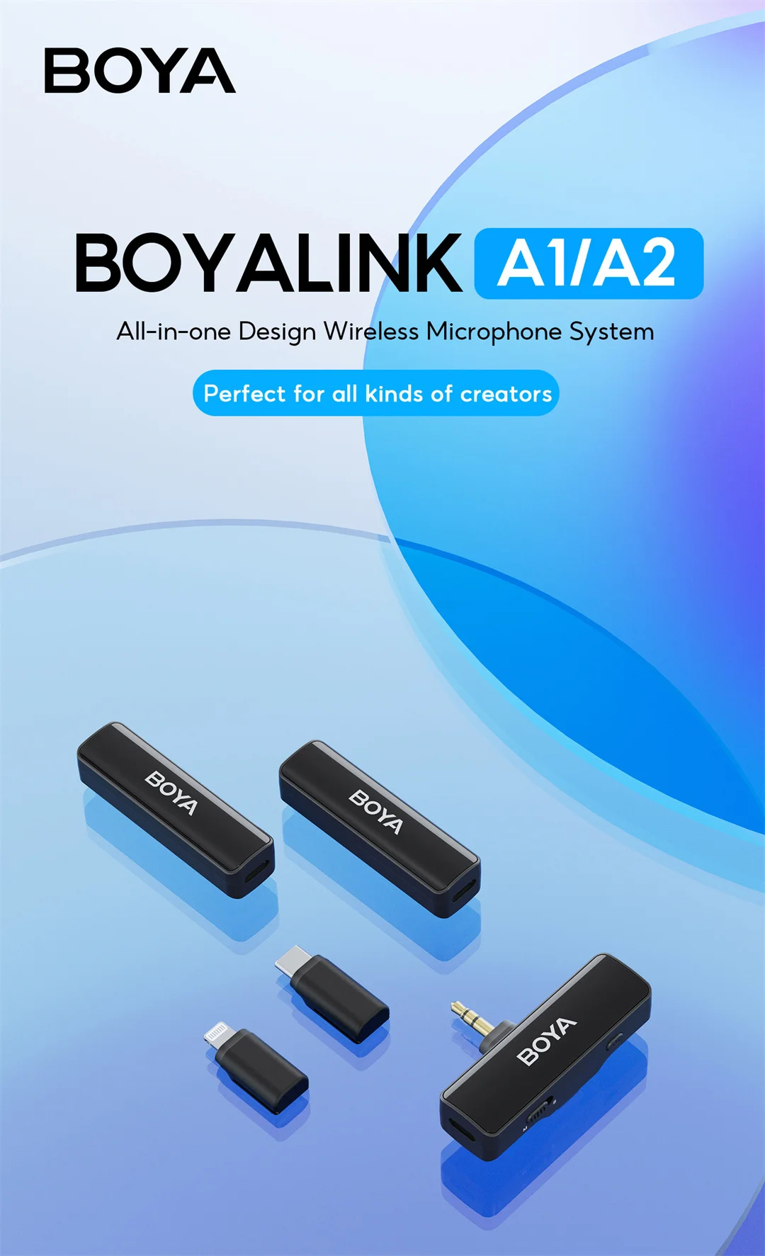 BOYA BOYALINK A Wireless Lavalier Microphone for iPhone iPad Android Phones Type C DSLR Camera Youtube Live Streaming Recording