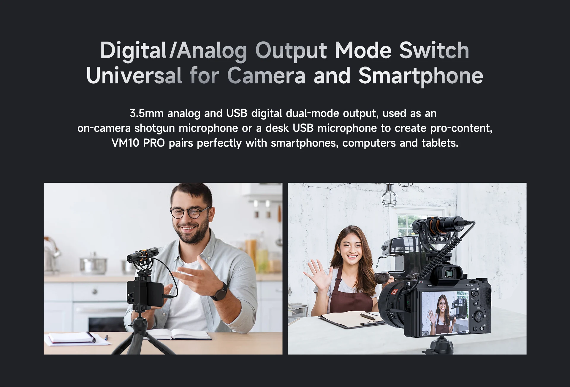 Comica VM10 PRO On-Camera Cardioid Shotgun Microphone with Shock Mount for Android iPhone DSLR Camera Gopro DJI Action 3