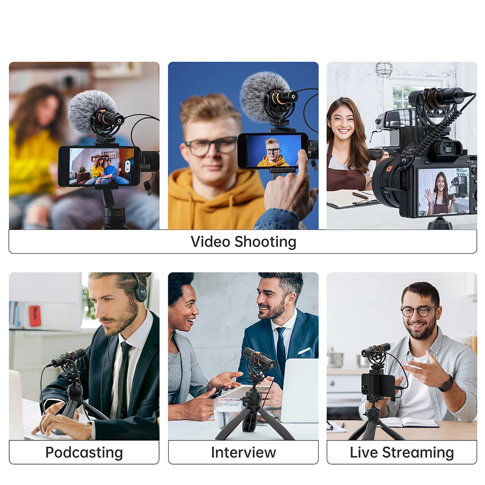 Comica VM10 PRO On-Camera Cardioid Shotgun Microphone with Shock Mount for Android iPhone DSLR Camera Gopro DJI Action 3