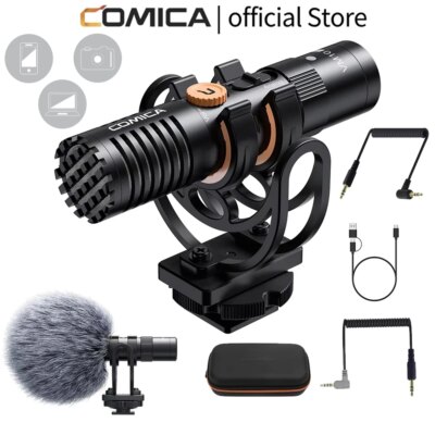 Comica VM10 PRO On-Camera Cardioid Shotgun Microphone with Shock Mount for Android iPhone DSLR Camera Gopro DJI Action 3