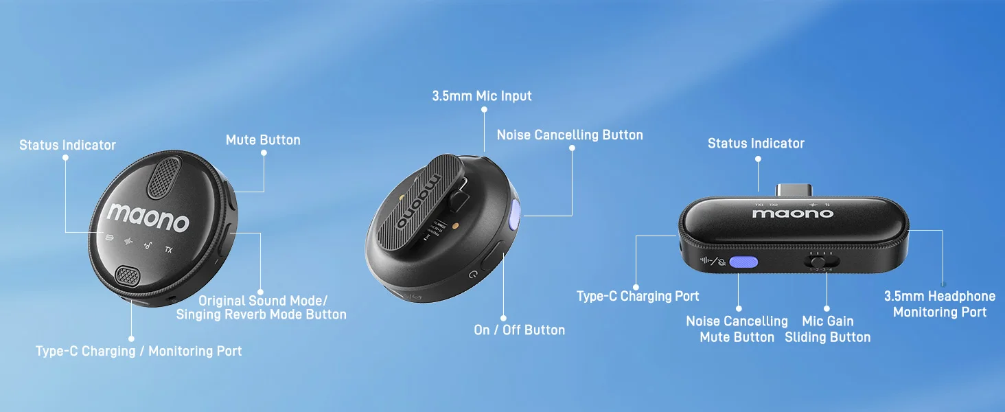 MAONO WM620 Professional Wireless Microphone,Wireless Lavalier Microphone for mobile phone,iPhone 15,Live Streaming,Recording MAONO WM620 Professional Wireless Microphone,Wireless Lavalier Microphone for mobile phone,iPhone 15,Live Streaming,Recording