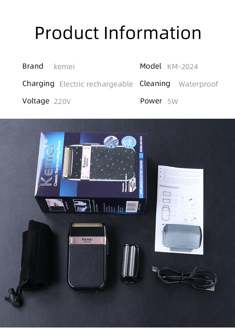 Kemei Electric Shaver for Men Waterproof Twin Blade Reciprocating Cordless Razor USB Rechargeable Shaving Machine Barber Trimmer Kemei Electric Shaver for Men Waterproof Twin Blade Reciprocating Cordless Razor USB Rechargeable Shaving Machine Barber Trimmer