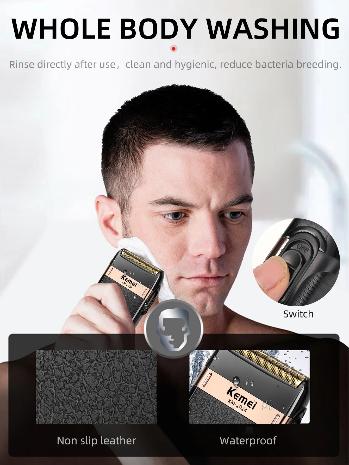 Kemei Electric Shaver for Men Waterproof Twin Blade Reciprocating Cordless Razor USB Rechargeable Shaving Machine Barber Trimmer Kemei Electric Shaver for Men Waterproof Twin Blade Reciprocating Cordless Razor USB Rechargeable Shaving Machine Barber Trimmer