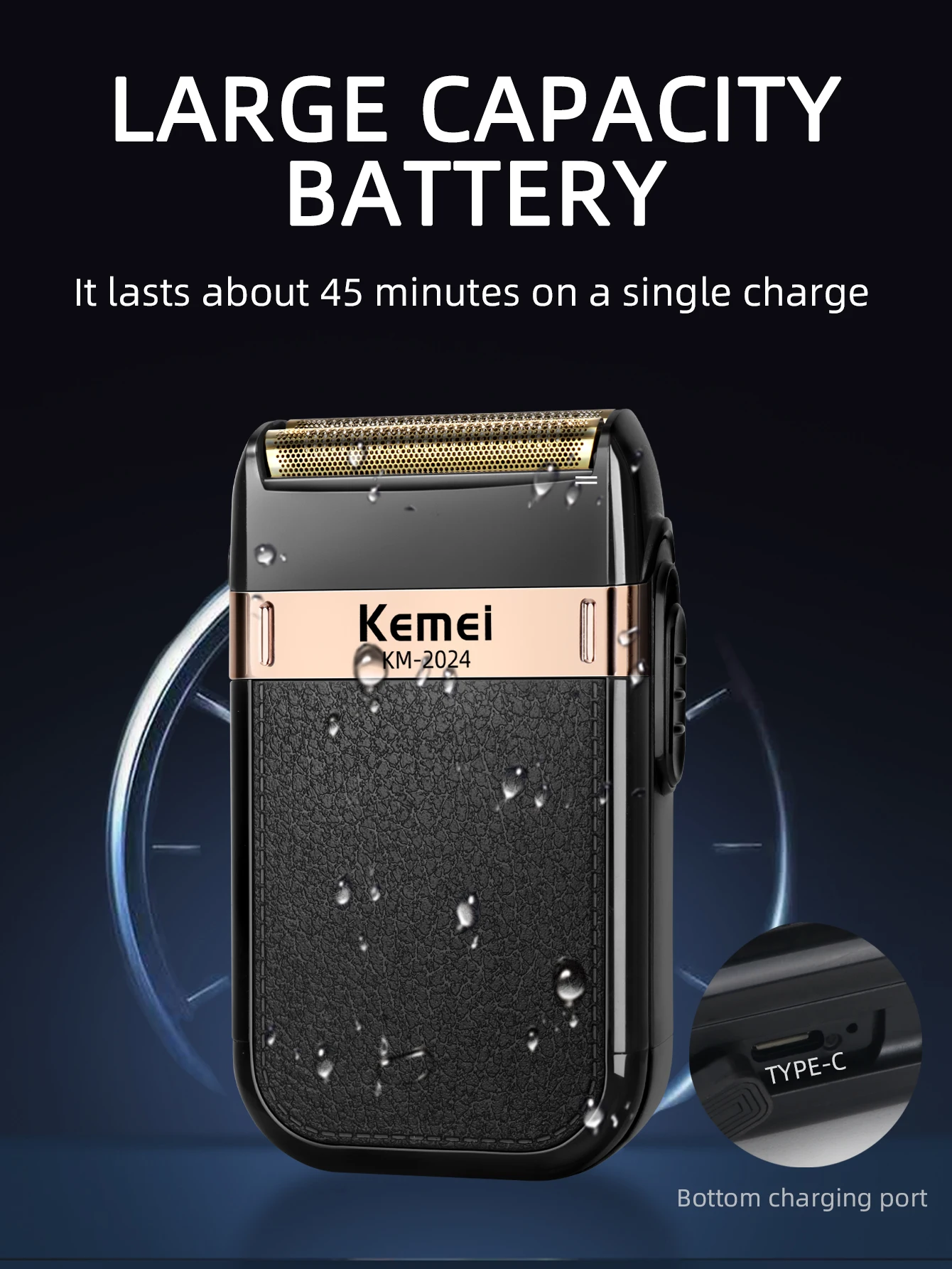 Kemei Electric Shaver for Men Waterproof Twin Blade Reciprocating Cordless Razor USB Rechargeable Shaving Machine Barber Trimmer Kemei Electric Shaver for Men Waterproof Twin Blade Reciprocating Cordless Razor USB Rechargeable Shaving Machine Barber Trimmer