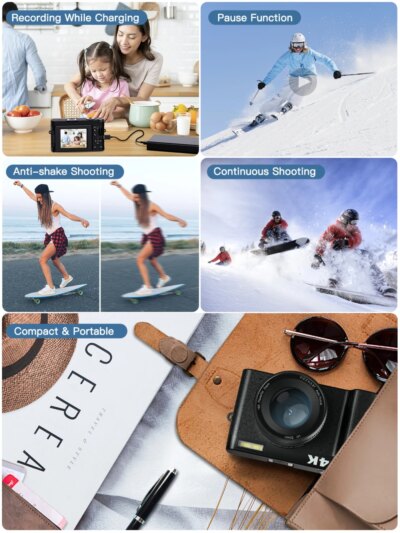 4K Digital Camera for Photography and Video Autofocus Anti-Shake 48MP Compact Vlogging Camera 3'' 180° Flip Screen with Flash - Image 5