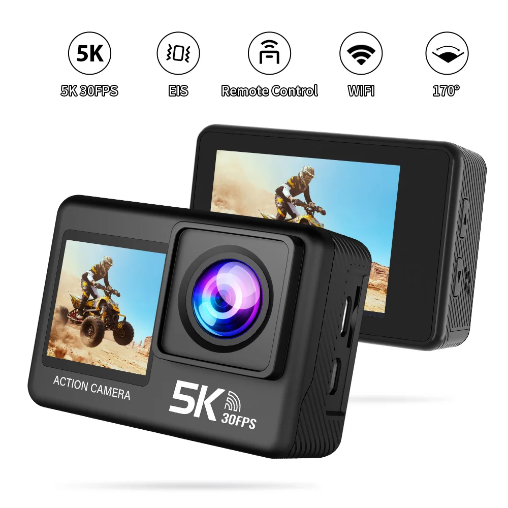 5K Action Camera 4K60FPS 2.0 Inch Touch Screen Wi-Fi 170° Wide Angle 30M Waterproof Helmet Video Recording Sports Cameras 5K Action Camera 4K60FPS 2.0 Inch Touch Screen Wi-Fi 170° Wide Angle 30M Waterproof Helmet Video Recording Sports Cameras
