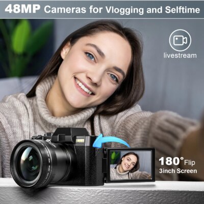 NBD 48MP Digital Cameras for Photography with WiFi & App Control,4K Autofocus Vlogging Camera , Anti-Shake,  Dual Batteries - Image 6