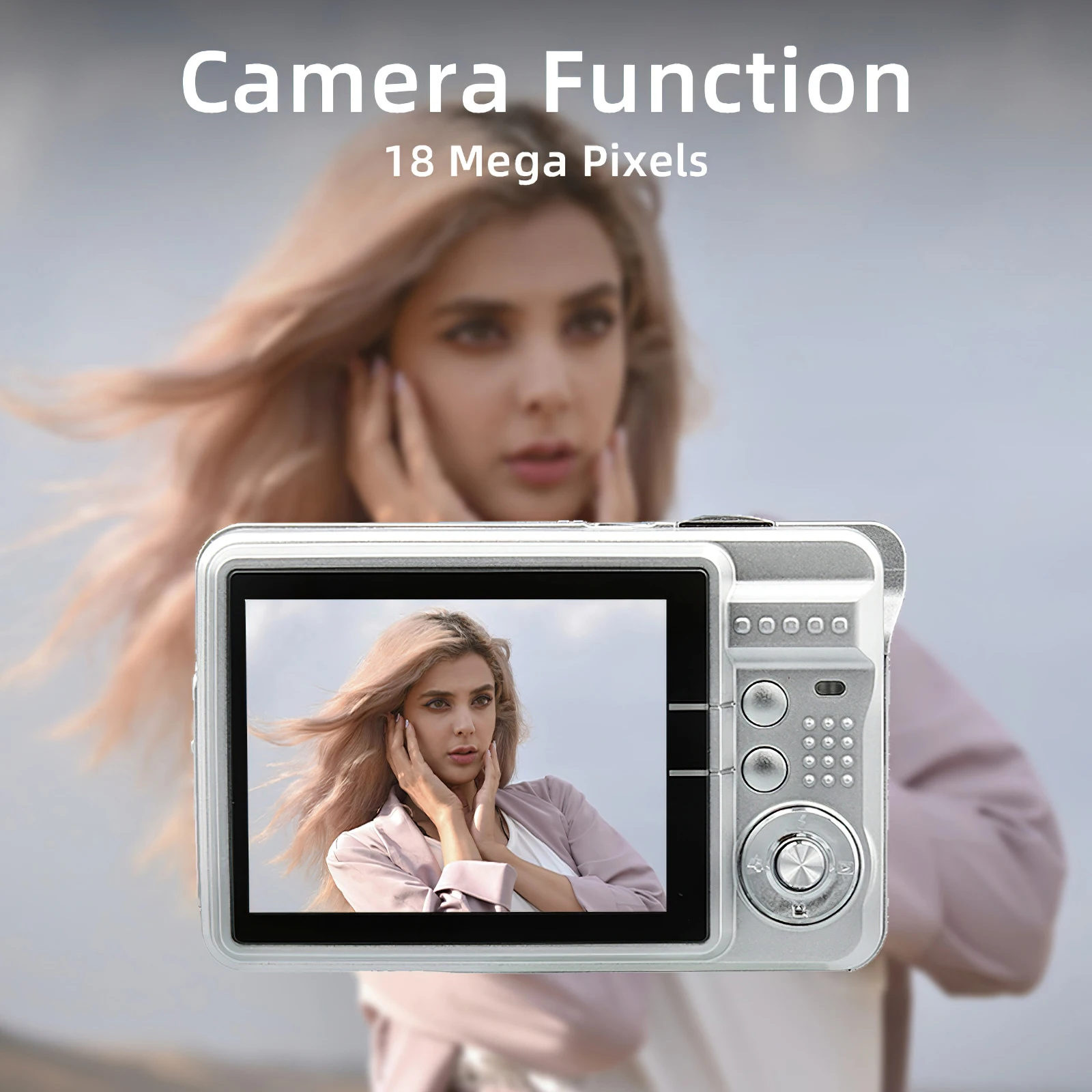 Portable 720P Digital Camera Video Camcorder 18MP Photo 8X Zoom Anti-shake 2.7 Inch Large TFT Screen Built-in Lithium Battery wi