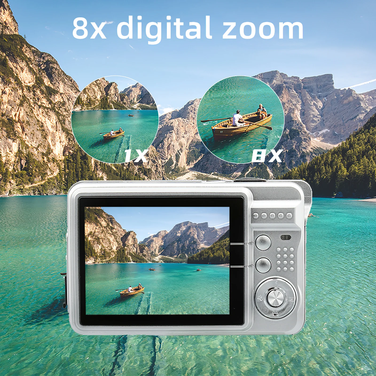 Portable 720P Digital Camera Video Camcorder 18MP Photo 8X Zoom Anti-shake 2.7 Inch Large TFT Screen Built-in Lithium Battery wi