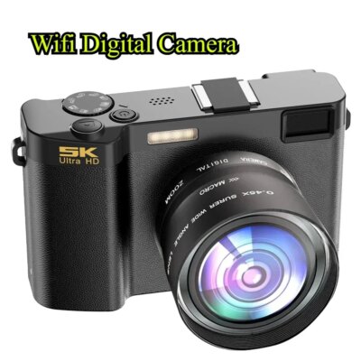 5K Professional Digital Camera WIFI Webcam Wide Angle Digital Zoom 64MP Camcorder Photography 3 Inch Screen Vlog Video Recorder