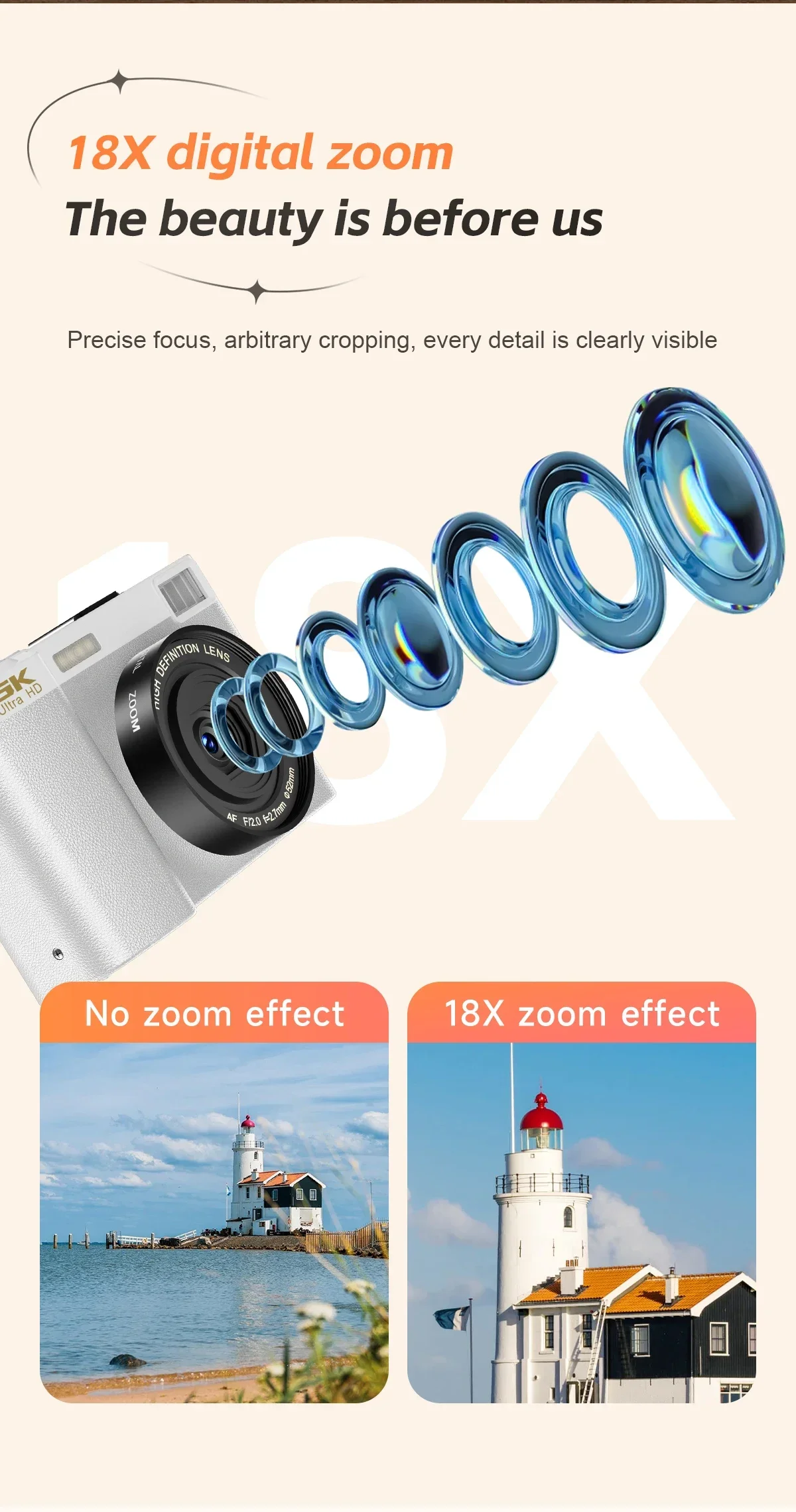5K Professional Digital Camera WIFI Webcam Wide Angle Digital Zoom 64MP Camcorder Photography 3 Inch Screen Vlog Video Recorder