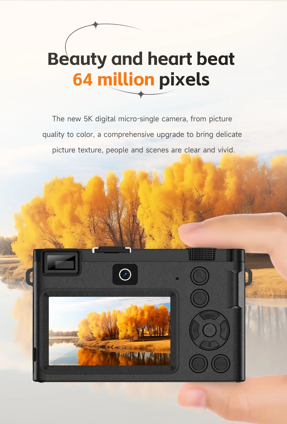 5K Professional Digital Camera WIFI Webcam Wide Angle Digital Zoom 64MP Camcorder Photography 3 Inch Screen Vlog Video Recorder