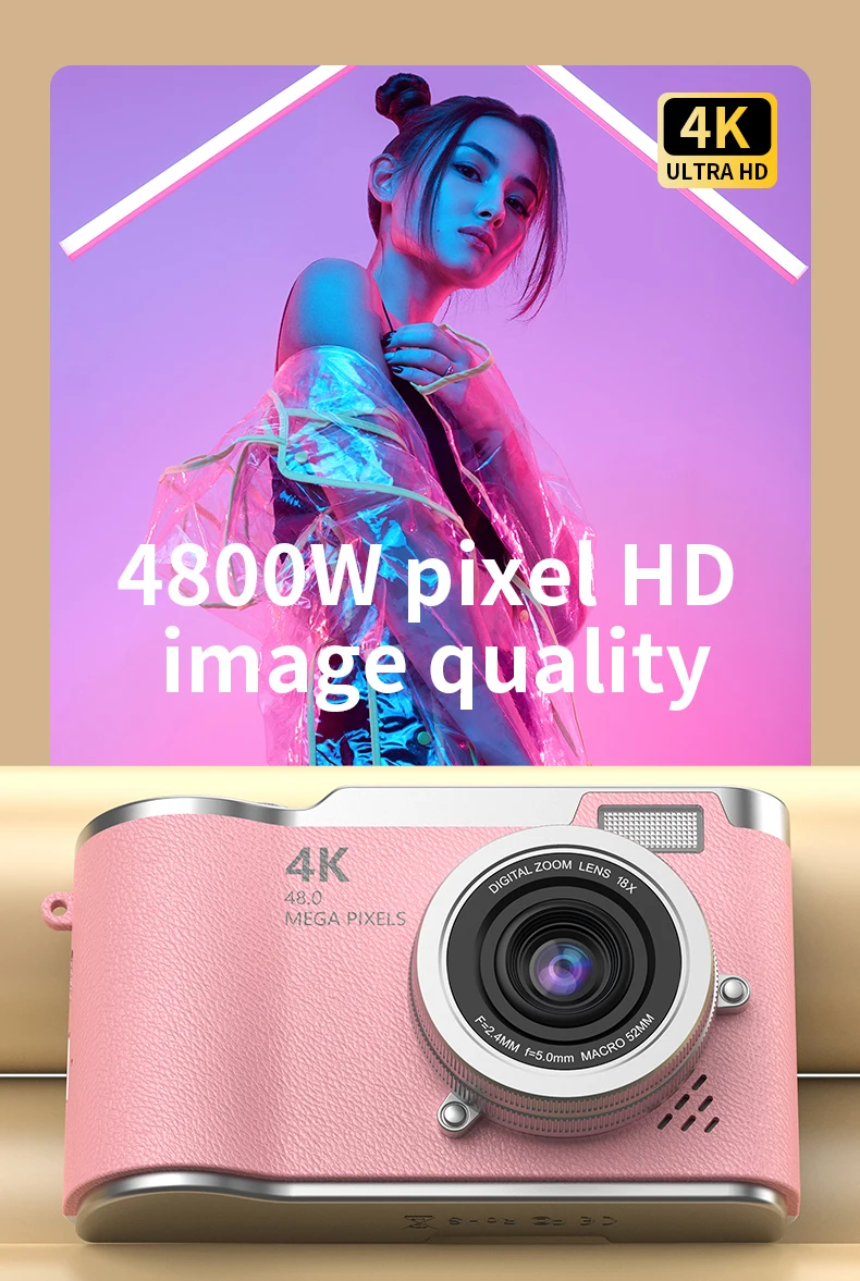 4K Digital Camera 48MP Photography Camera Video Camcorder with 8x Zoom Cameras 2.4 Inch Screen Camcorder for Kid Adult Beginners