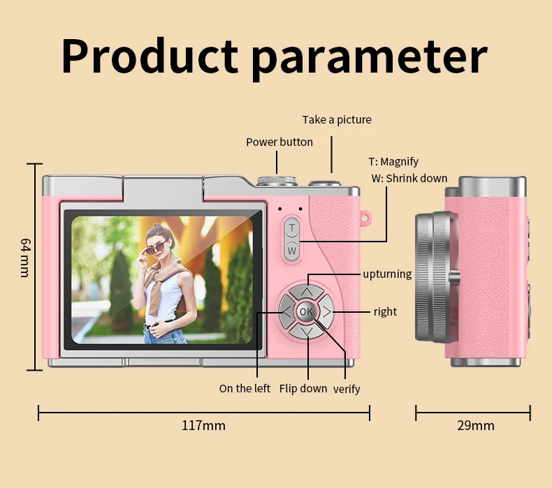 4K Digital Camera 48MP Photography Camera Video Camcorder with 8x Zoom Cameras 2.4 Inch Screen Camcorder for Kid Adult Beginners
