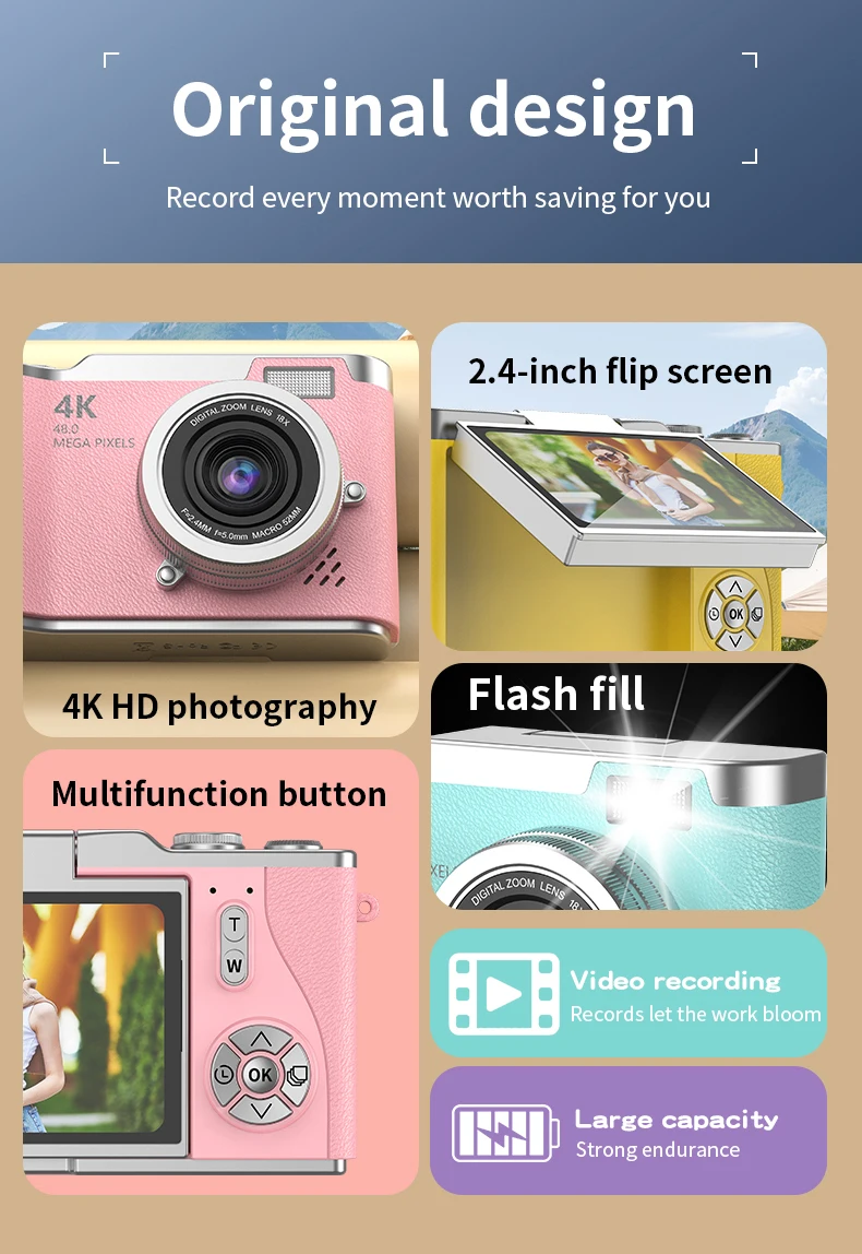 4K Digital Camera for Photography and Video Recording Cameras 48MP 2.4'' Autofocus Vlogging Compact Camera For Beginner 4K Digital Camera for Photography and Video Recording Cameras 48MP 2.4'' Autofocus Vlogging Compact Camera For Beginner