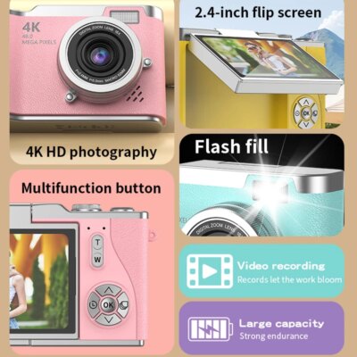 4K Digital Camera for Photography and Video Recording Cameras 48MP 2.4'' Autofocus Vlogging Compact Camera For Beginner - Image 5