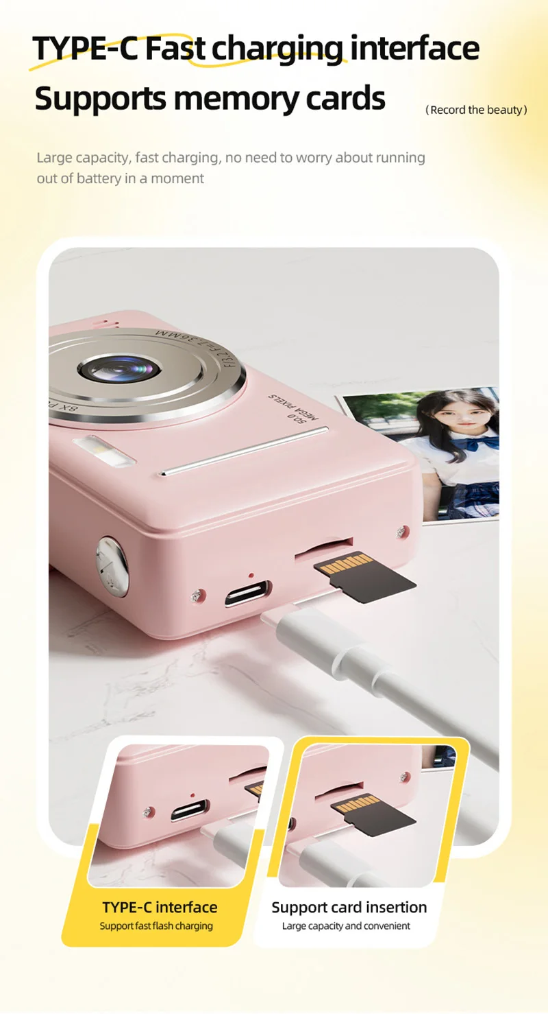 4K Digital Camera 5000W Pixel Retro CCD Portable Card Camera Entry-level Camera Dual Camera Flash 50 Million Pixels Auto Focus