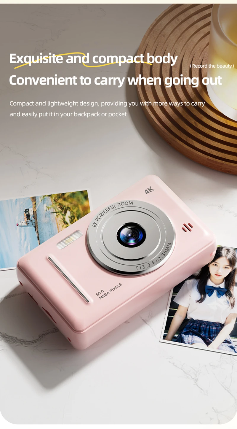 4K Digital Camera 5000W Pixel Retro CCD Portable Card Camera Entry-level Camera Dual Camera Flash 50 Million Pixels Auto Focus