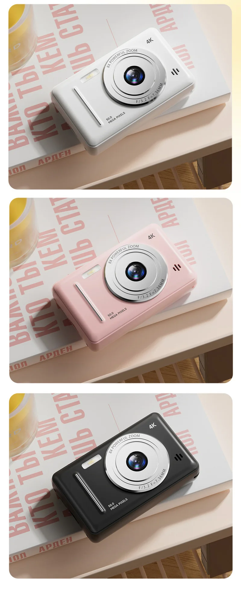 4K Digital Camera 5000W Pixel Retro CCD Portable Card Camera Entry-level Camera Dual Camera Flash 50 Million Pixels Auto Focus