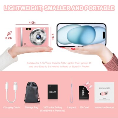 HD 1080P 2.4 inch digital Camera Rechargeable Cameras with 16x Zoom Compact Camera 48MP Cameras for kids Beginner Camera - Image 6