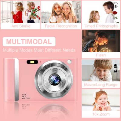 HD 1080P 2.4 inch digital Camera Rechargeable Cameras with 16x Zoom Compact Camera 48MP Cameras for kids Beginner Camera - Image 5