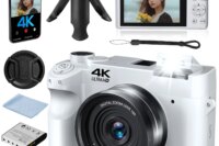 4K Digital Camera - 75MP Front & Rear with Autofocus & Anti-Shake, 3'' Selfie Vlogging Camera, Ultra Bright Flash, 18X Zoom