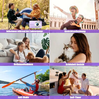 1080P Digital Camera with 32 GB Card Kids Compact Digital Camera 44 MP 16x Digital Zoom 2.4 Inch Screen Purple - Image 5