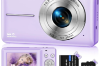 1080P Digital Camera with 32 GB Card Kids Compact Digital Camera 44 MP 16x Digital Zoom 2.4 Inch Screen Purple