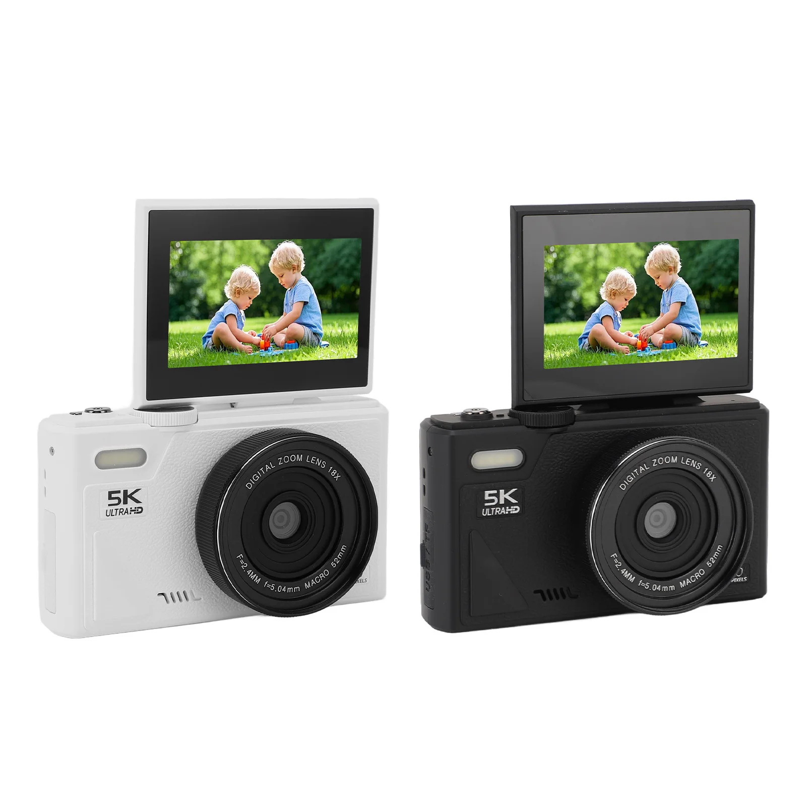 Digital Camera Smile Detection Mirrorless Camera 18X Digital Zoom Autofocus 5K 75MP HD 3 Inch Screen with USB Cable for Travel
