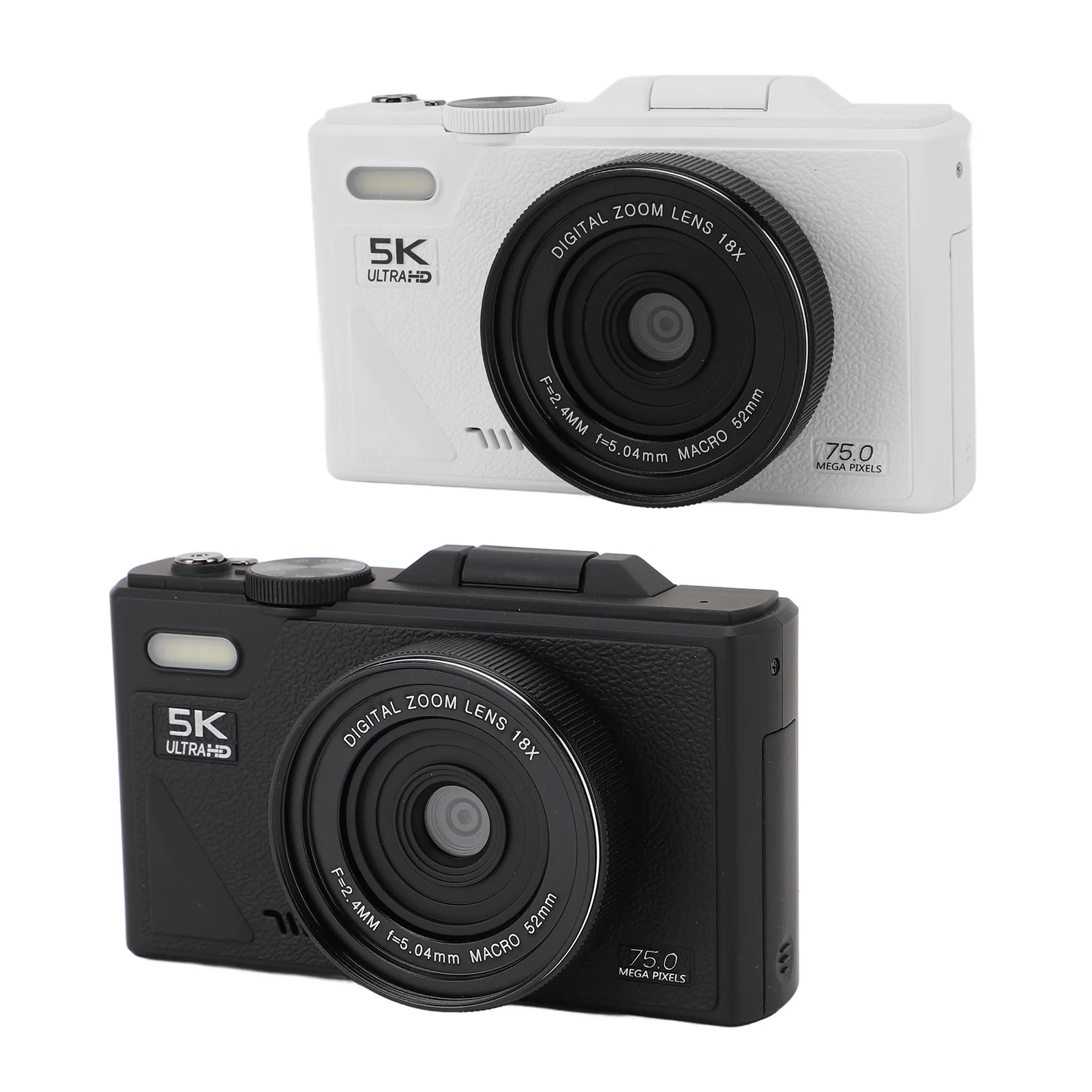 Digital Camera Smile Detection Mirrorless Camera 18X Digital Zoom Autofocus 5K 75MP HD 3 Inch Screen with USB Cable for Travel